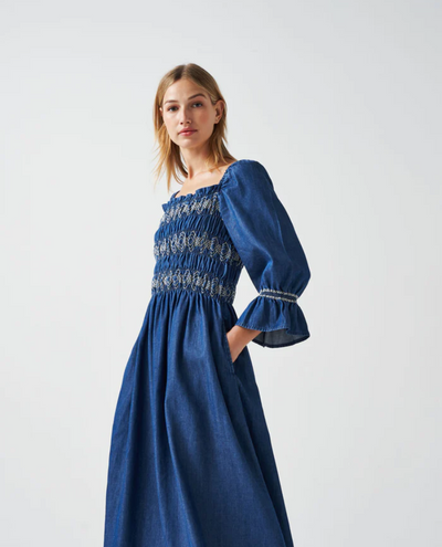 Seventy and Mochi Sally Washed Indigo Dress