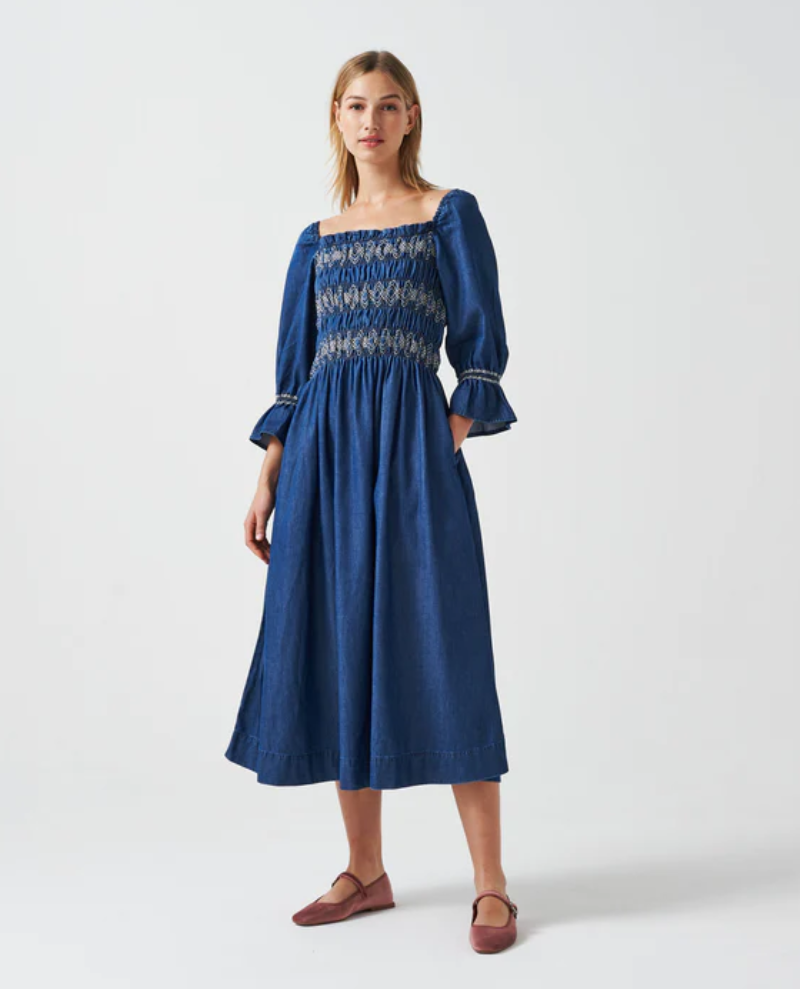 Seventy and Mochi Sally Washed Indigo Dress