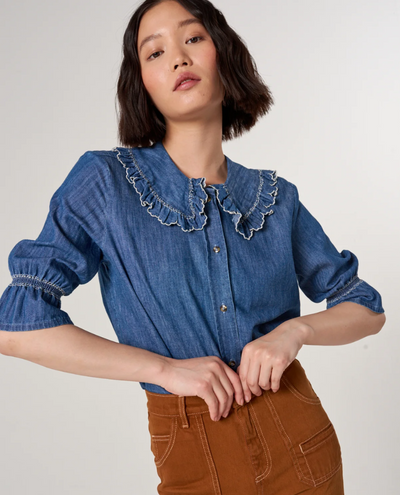 Seventy + Mochi Daisy Indigo Blue Denim Blouse