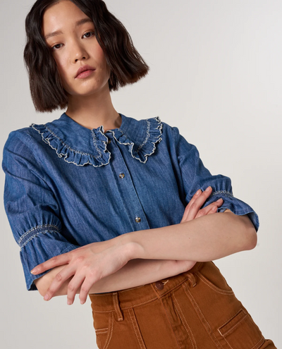 Seventy + Mochi Daisy Indigo Blue Denim Blouse