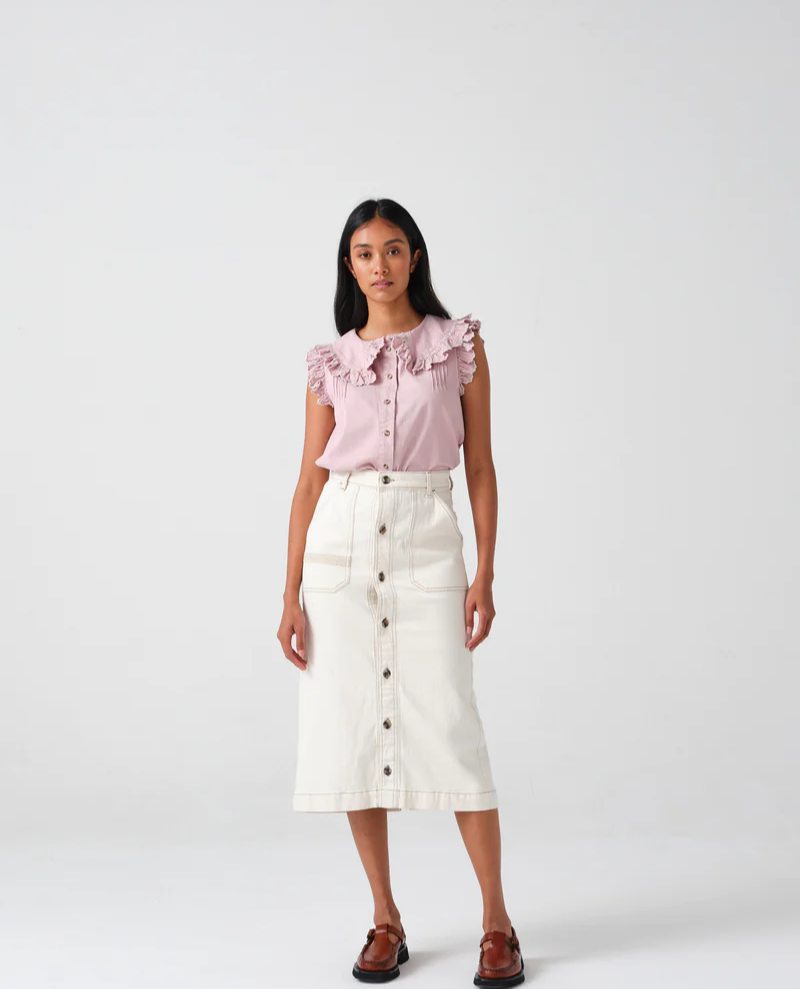 Seventy + Mochi Elodie Ecru Midi Skirt