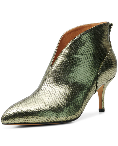 Shoe The Bear Valentine Snake Olive Metallic Ankle Boots