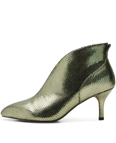 Shoe The Bear Valentine Snake Olive Metallic Ankle Boots