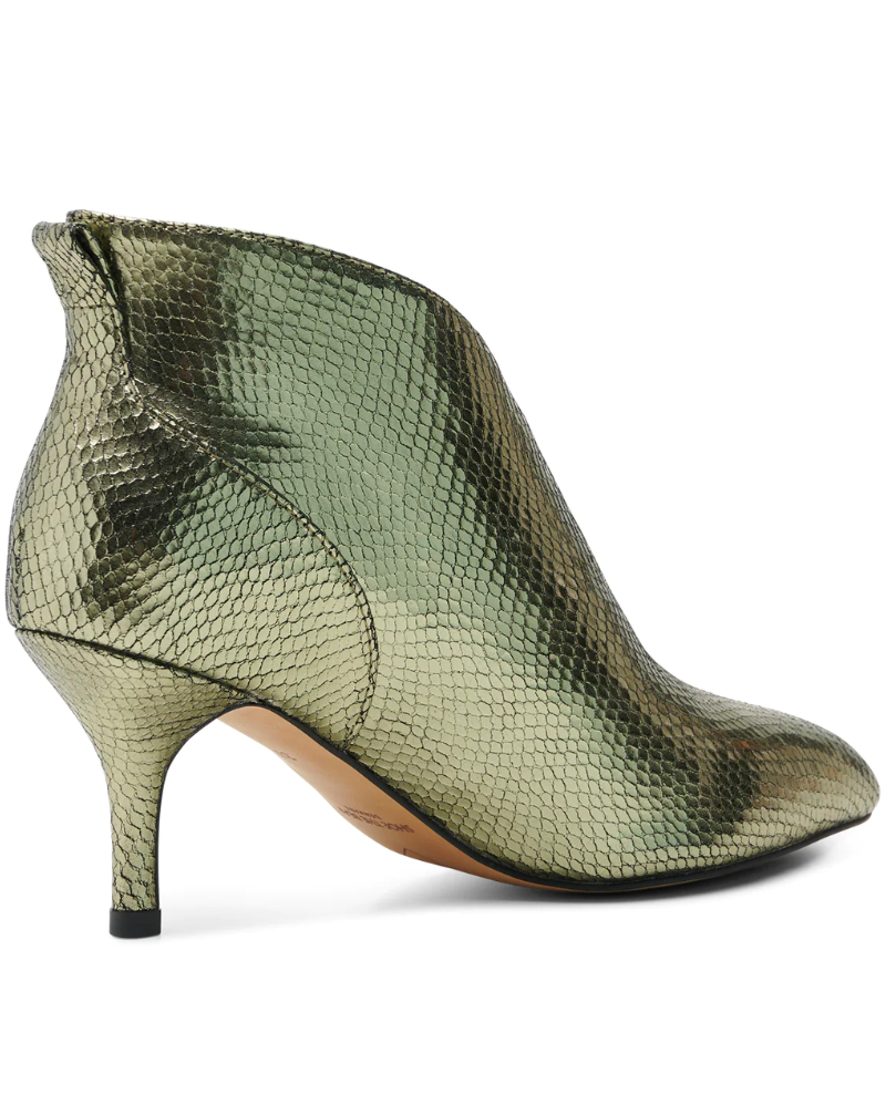 Shoe The Bear Valentine Snake Olive Metallic Ankle Boots