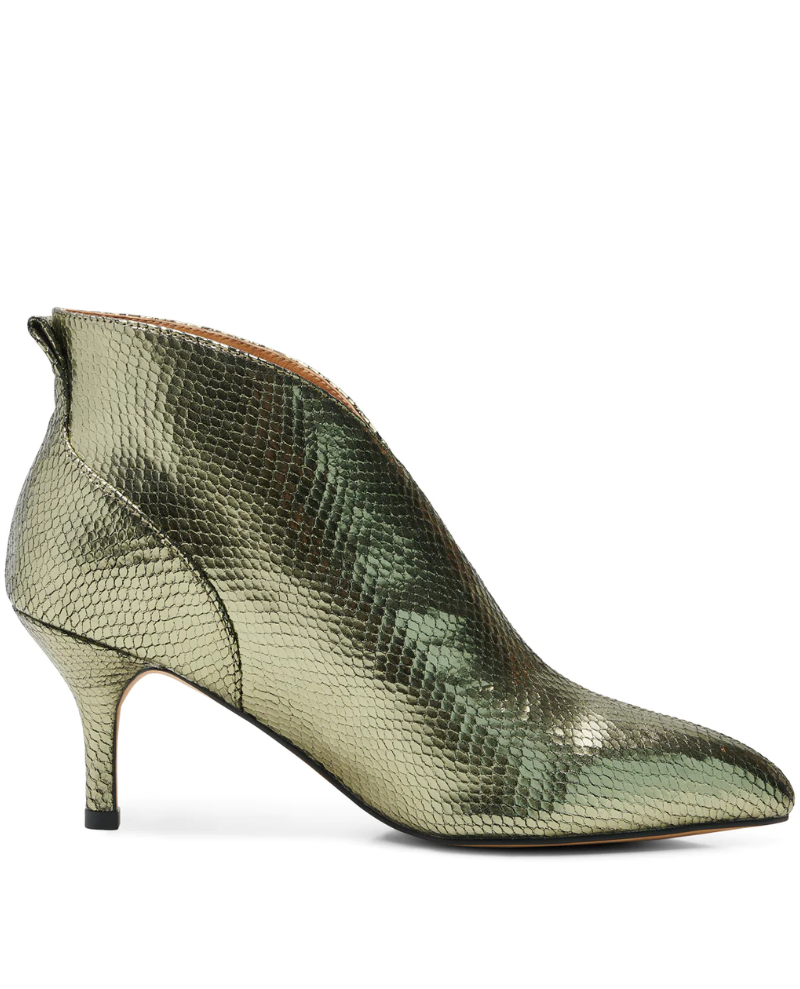 Shoe The Bear Valentine Snake Olive Metallic Ankle Boots