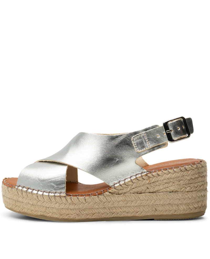 Shoe The Bear Orchid Cross Silver Leather Slingback