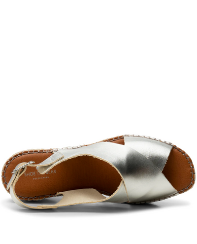 Shoe The Bear Orchid Cross Silver Leather Slingback