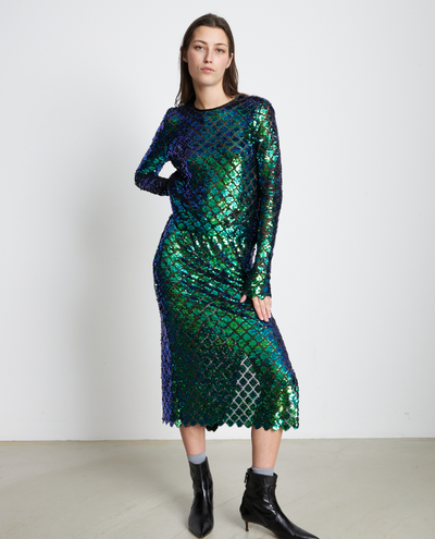 Stella Nova Dolores Aqua Green Sequin Skirt on