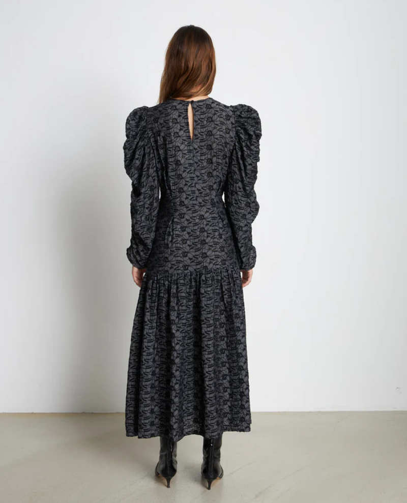 Stella Nova Almost Black Embroidered Dress