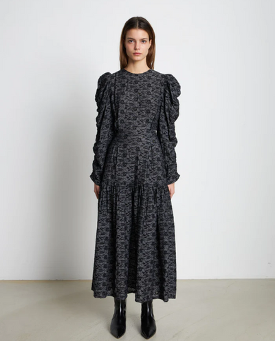 Stella Nova Almost Black Embroidered Dress