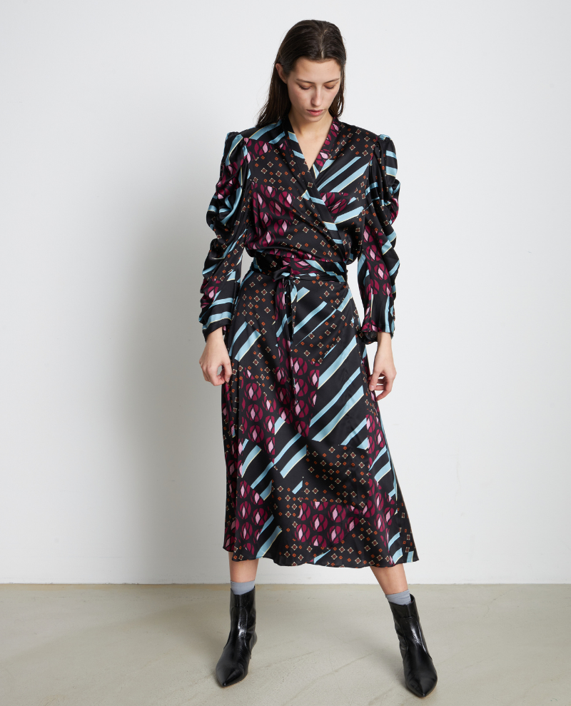 Stella Nova Toya Tie Combination Silk Dress