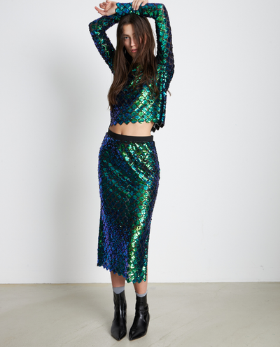 Stella Nova Xenia Aqua Green Sequin Top
