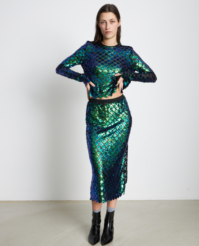 Stella Nova Xenia Aqua Green Sequin Top