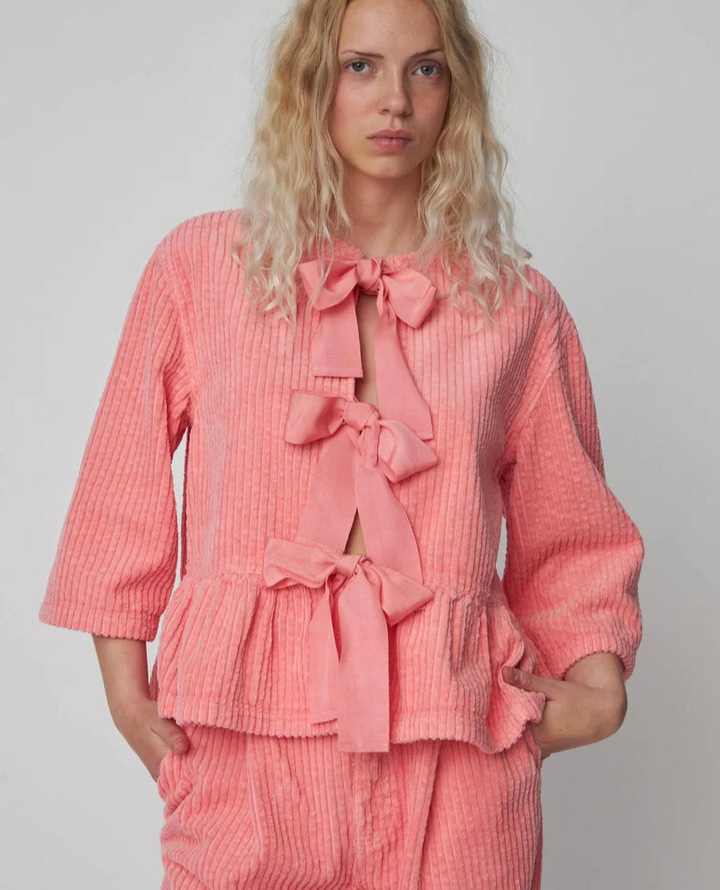 Stella Nova Pink Corduroy Bow Blouse