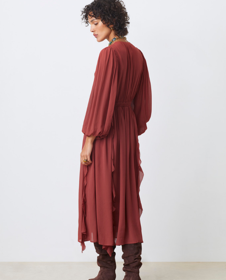 Suncoo Cassie Terracotta Frill Dress