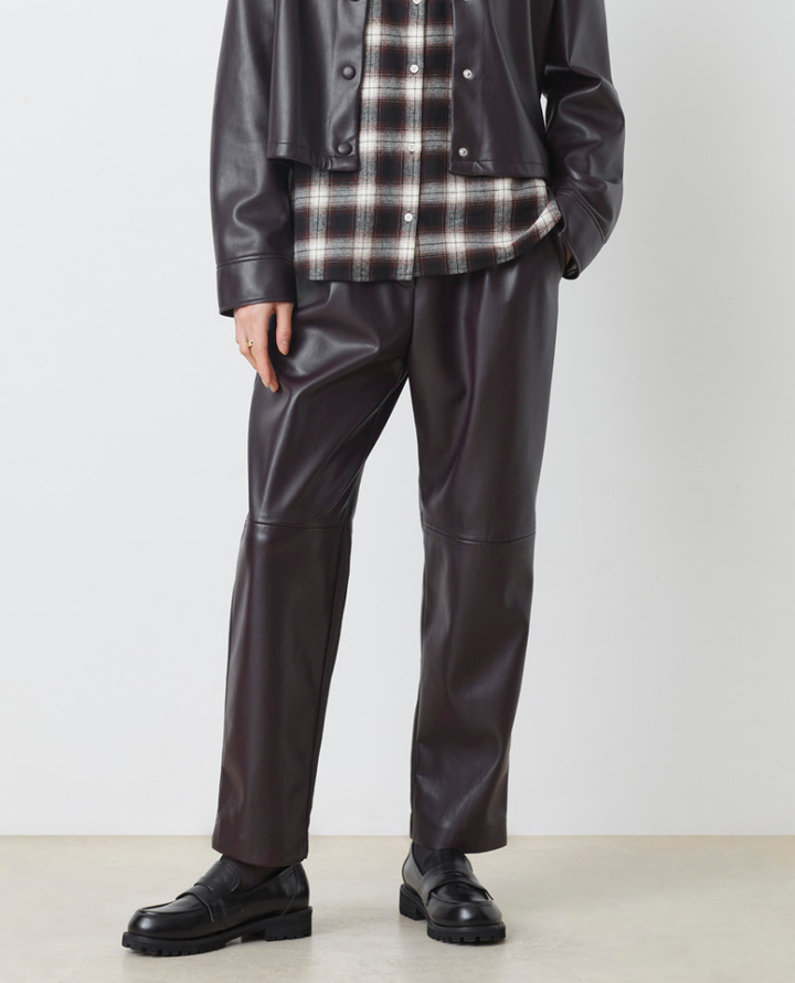 Suncoo Prune Faux Leather Trousers