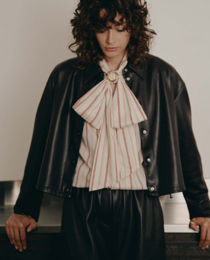 Suncoo Prune Faux Leather Trousers