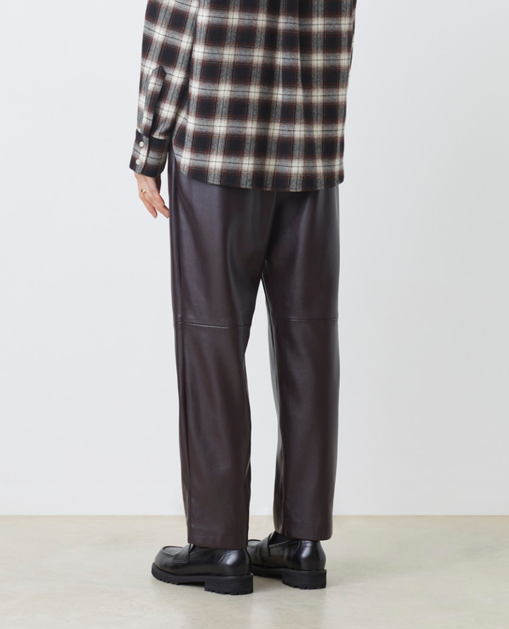 Suncoo Prune Faux Leather Trousers