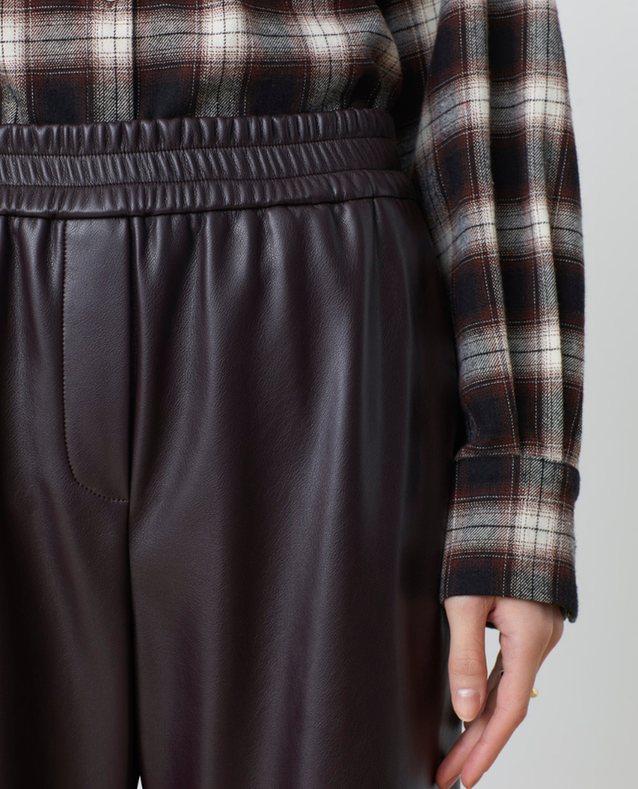 Suncoo Prune Faux Leather Trousers