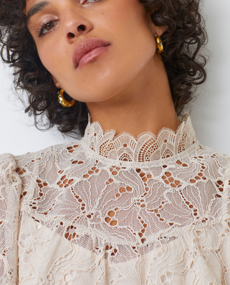 Suncoo Lucia Cream Lace Top