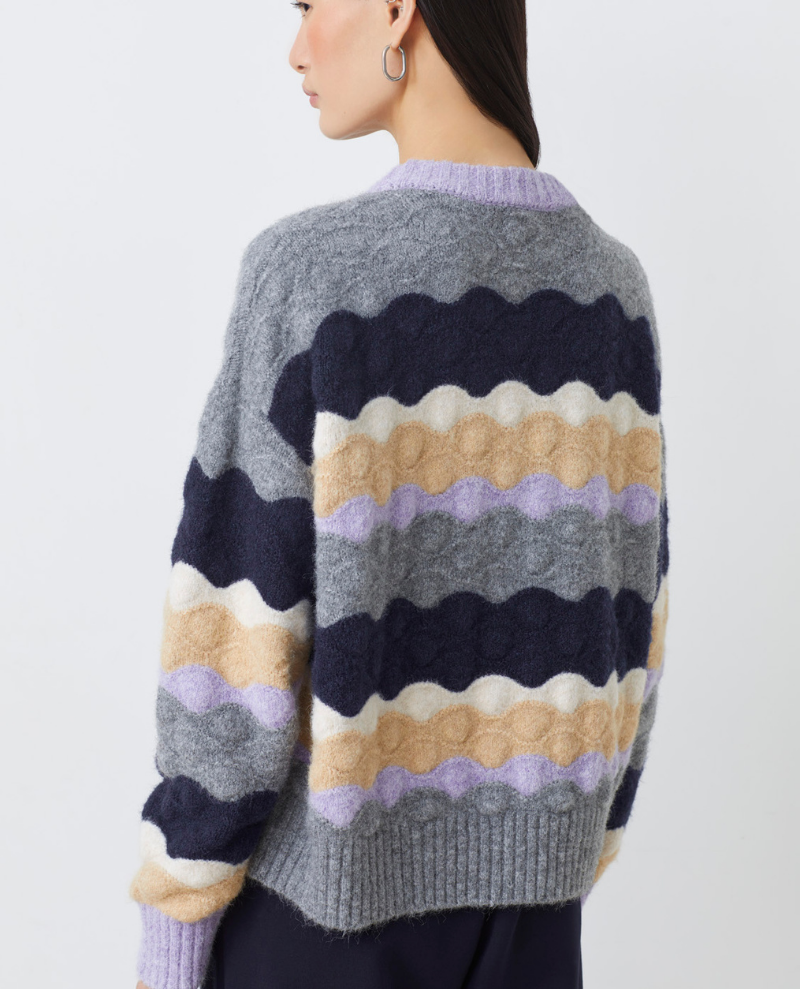 Suncoo Panayo Grey Purple Crew Knit