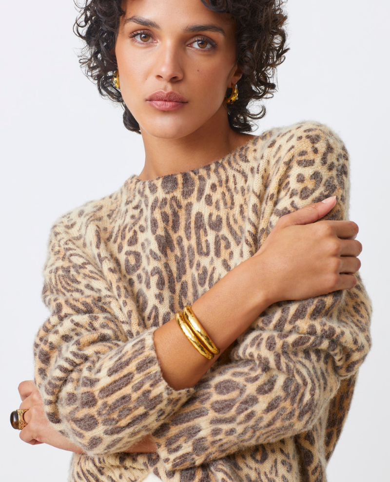 Suncoo Pleoli Leopard Crew Knit