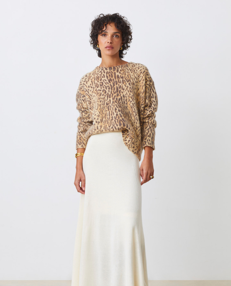 Suncoo Pleoli Leopard Crew Knit