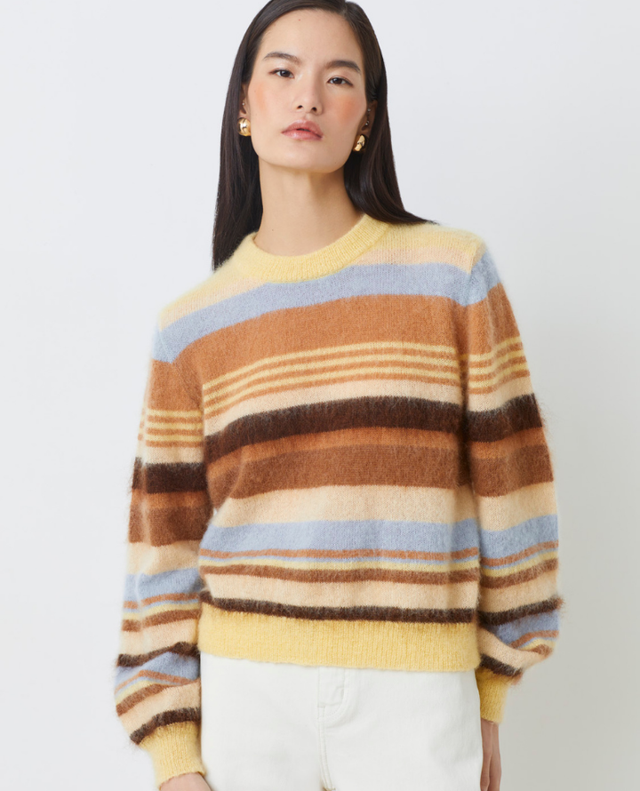 Suncoo Prioris Camel Stripe Crew Knit