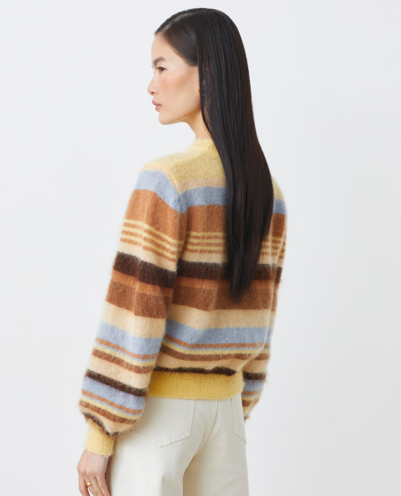 Suncoo Prioris Camel Stripe Crew Knit