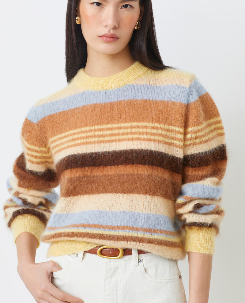 Suncoo Prioris Camel Stripe Crew Knit