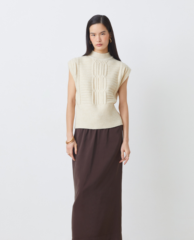 Suncoo Prusse Cream Sweater Vest Knit