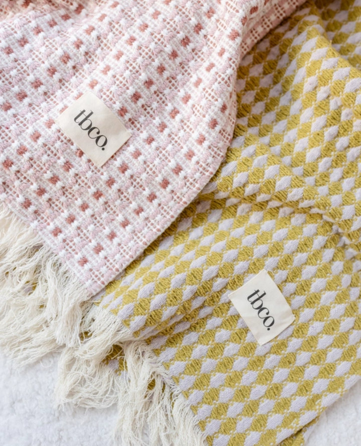 TBCo. Olive Argyle Diamond Cotton Throw