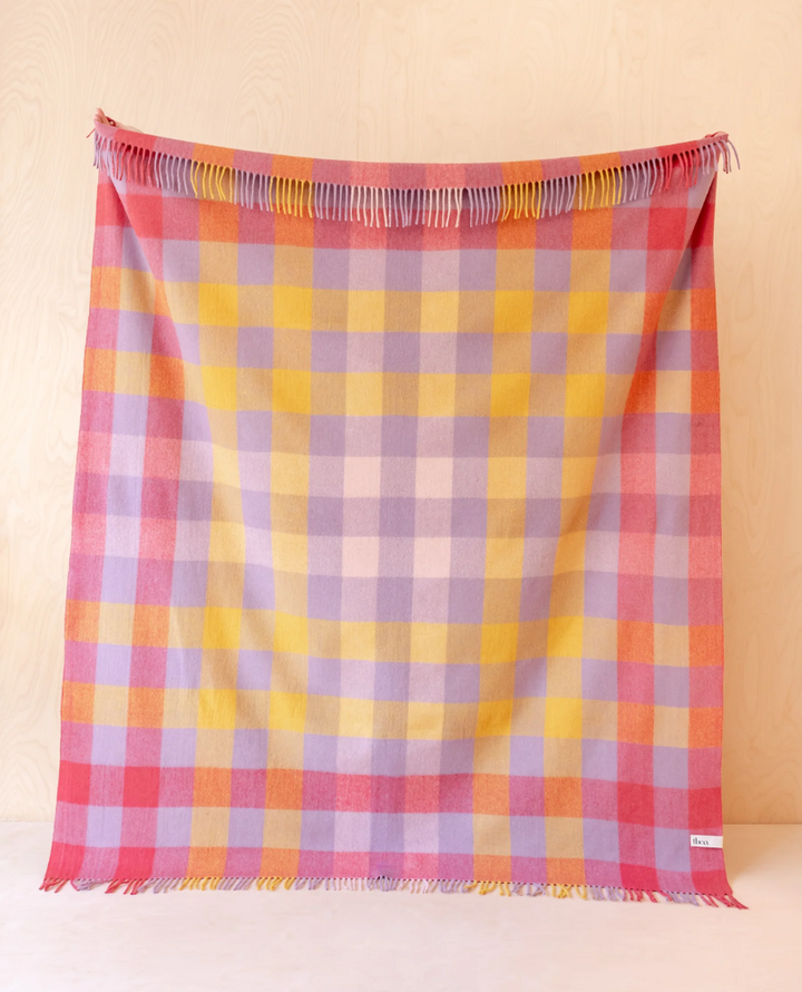 TBCo. Recycled Wool Blanket in Large Lilac Gingham