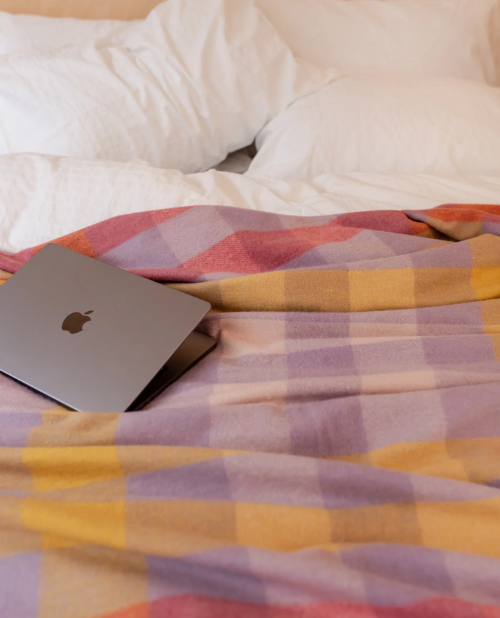 TBCo. Recycled Wool Blanket in Large Lilac Gingham