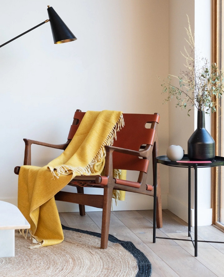TBCo. Recycled Wool Blanket in Mustard Herringbone