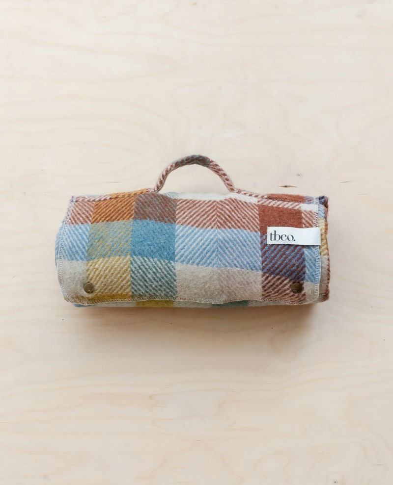 TBCo Recycled Wool Rainbow Check Small Picnic Blanket