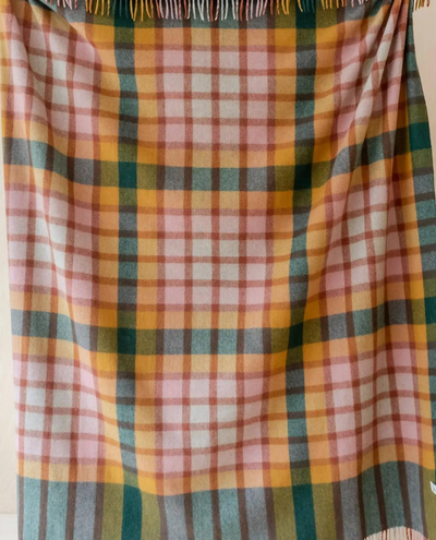 TBCo Recycled Wool Blanket in Green Gingham Check