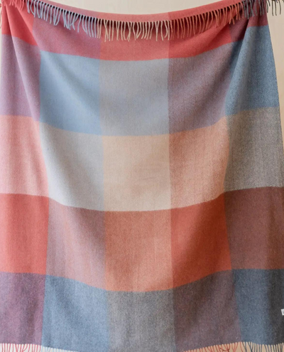 TBCo Recycled Wool Blanket in Rust Herringbone Block Check