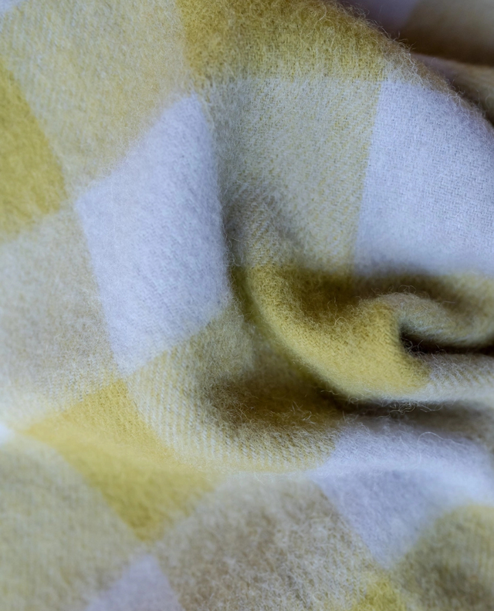 TBco. Lambswool Avocado Green Gingham Scarf
