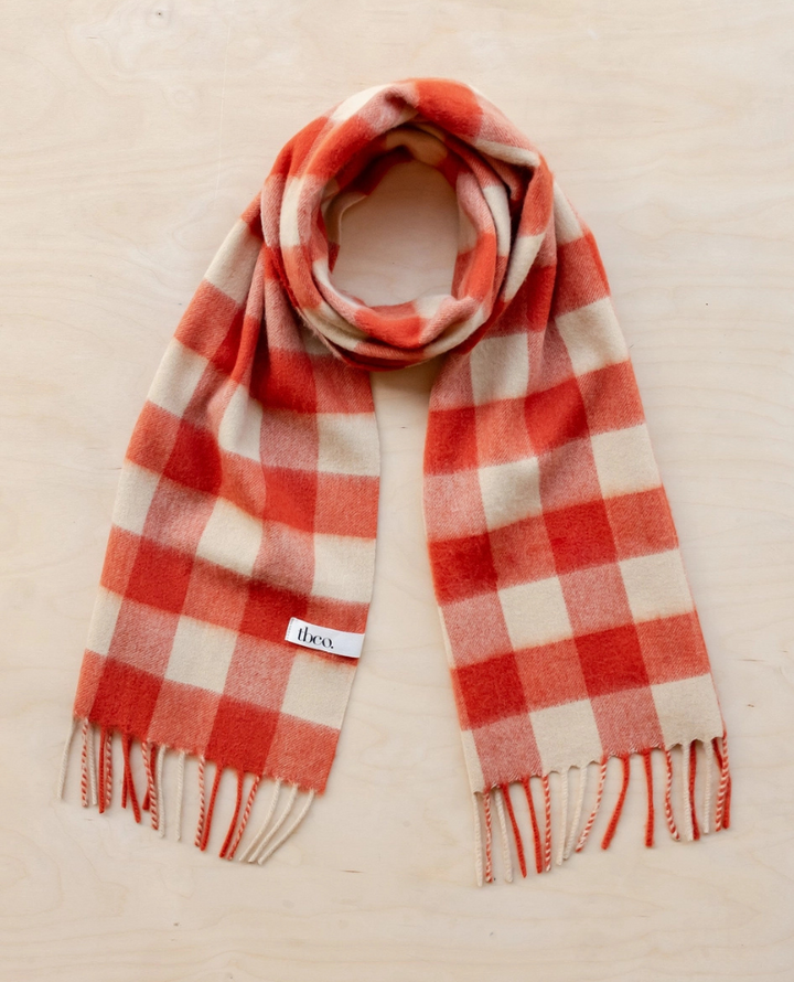 TBco. Lambswool Orange Gingham Scarf
