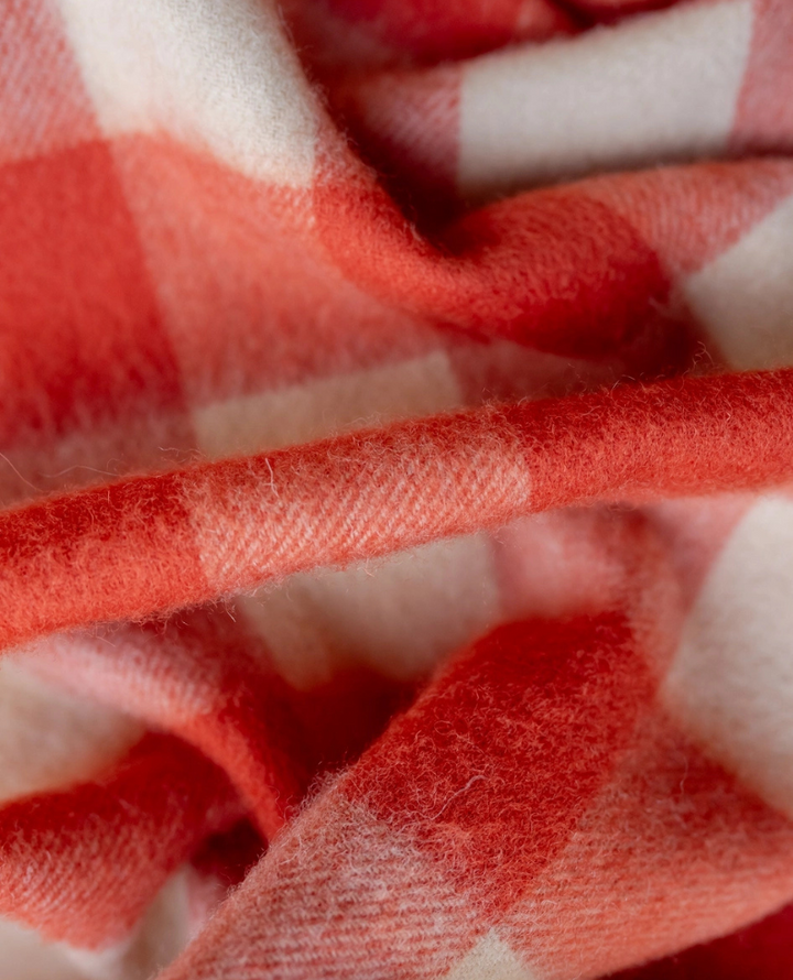 TBco. Lambswool Orange Gingham Scarf