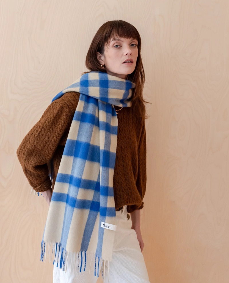 TBco. Lambswool Oversized Blue Scarf
