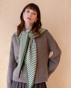 TBco. Large Merino Triangle Green Stripe Scarf