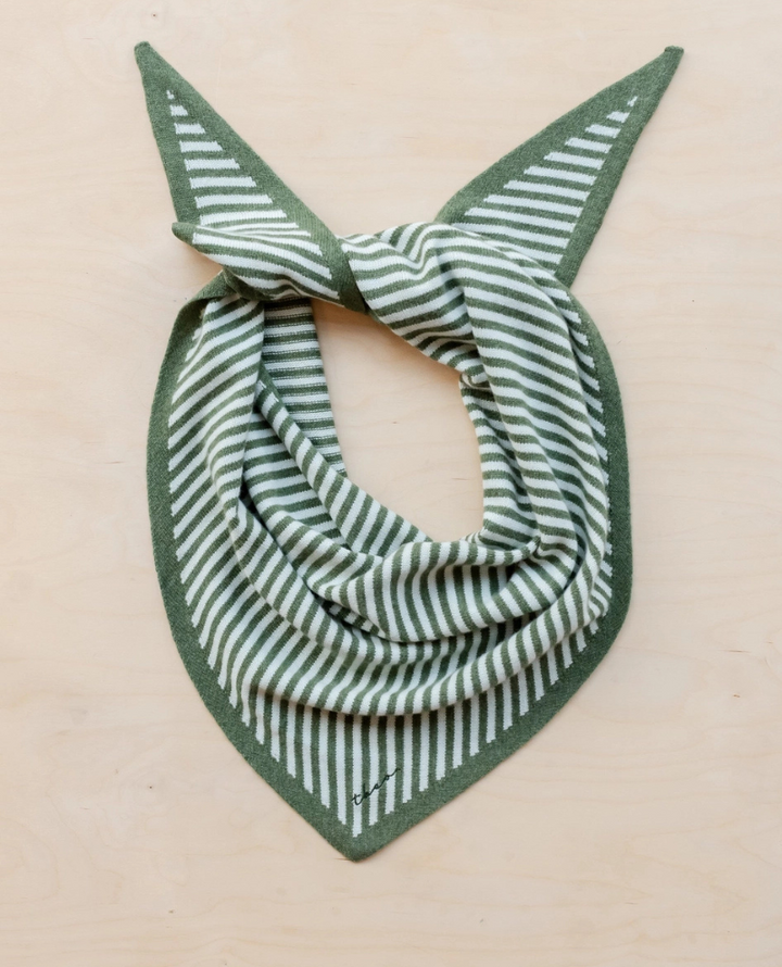 TBco. Large Merino Triangle Green Stripe Scarf