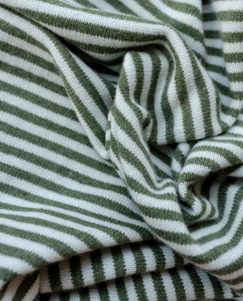 TBco. Large Merino Triangle Green Stripe Scarf