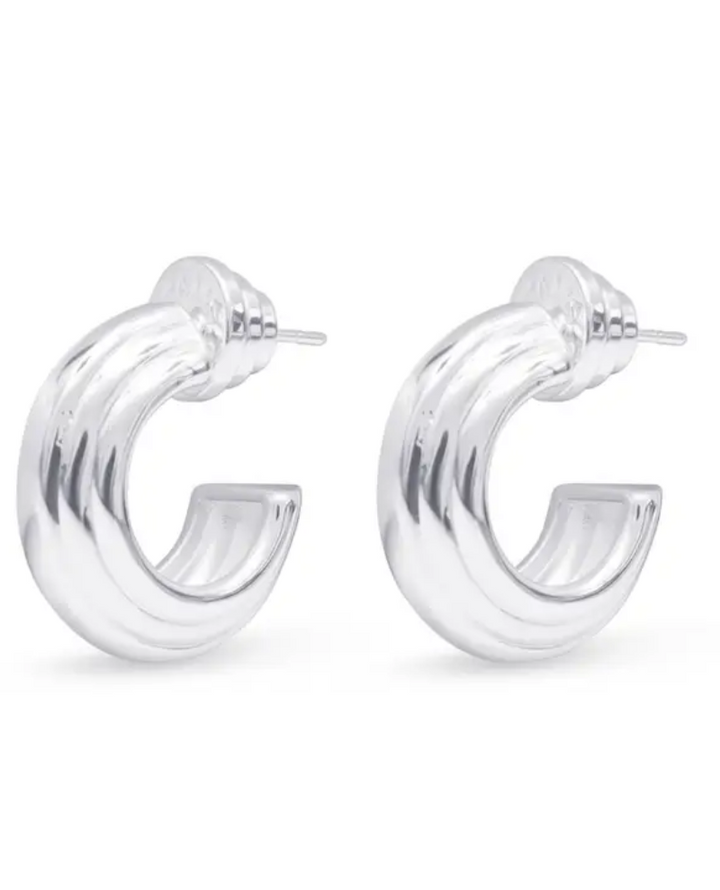 Talis Chains Flat Ridge Silver Hoops