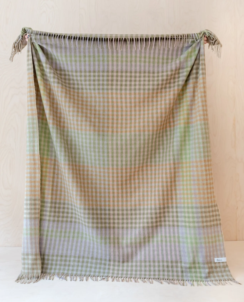 TBCo Recycled Wool Lilac Micro Gingham Blanket