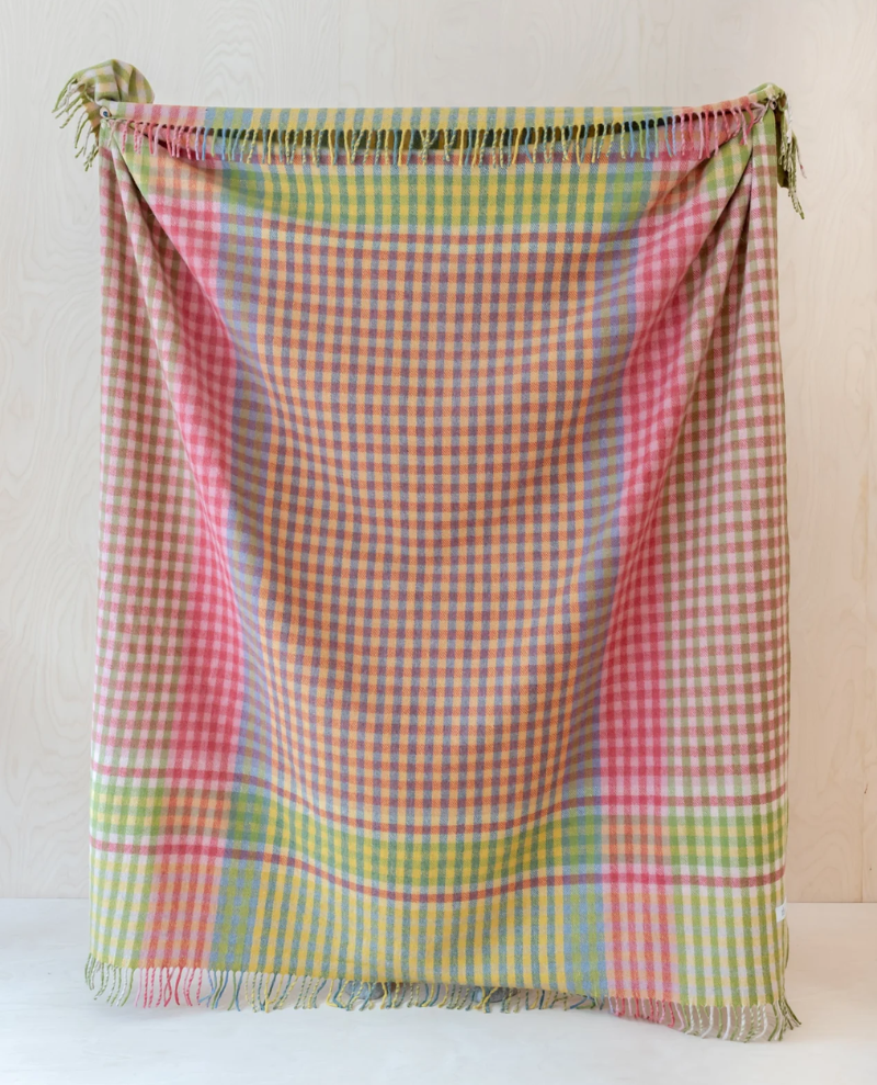 TBCo Recycled Wool Lime Micro Gingham Blanket