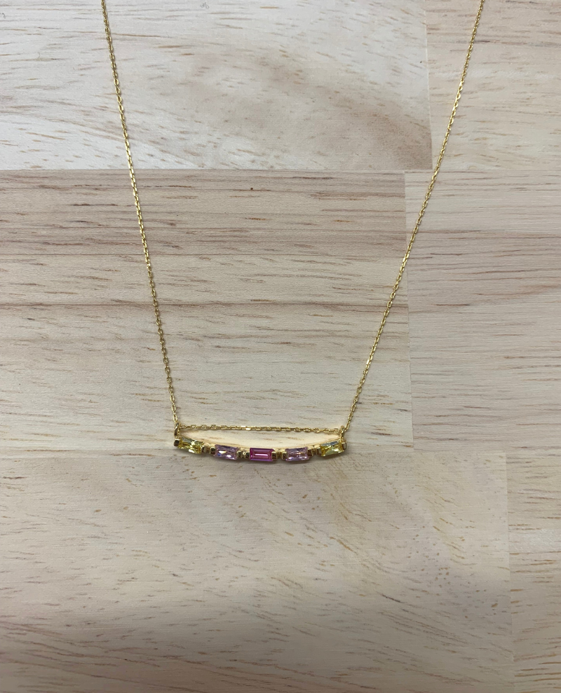 Une a Une Multi Baguette Rose Necklace