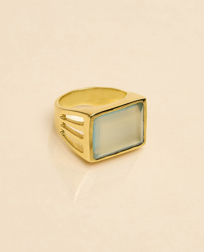 Une a Une Pondicherry Aqua Rectangle Ring